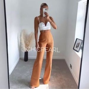 Zara high waisted camel wide leg pant